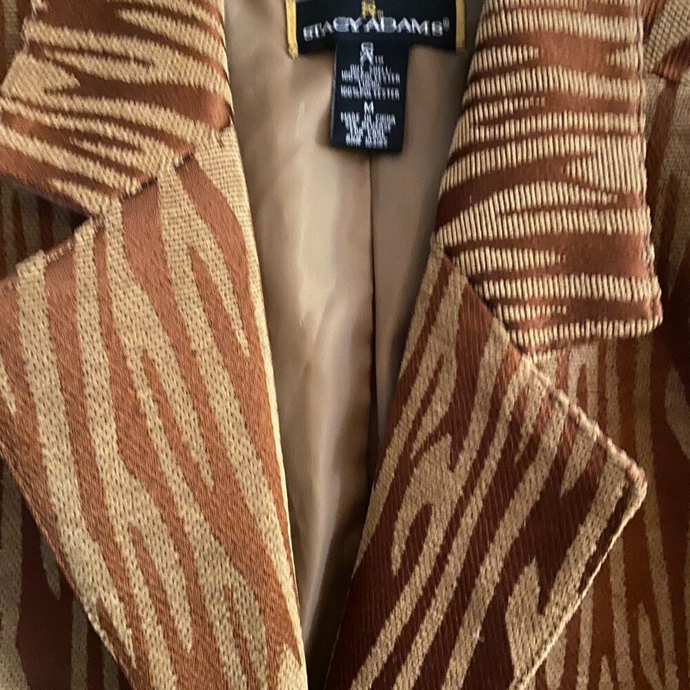 Vintage Stacy Adams Men's Brown Animal Zebra Print Blazer Jacket - Size Medium